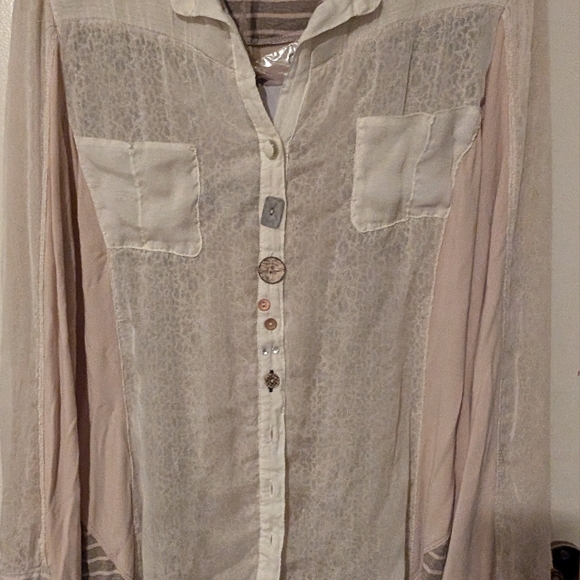 Free People Beige Long Sleeve Shirt - Picture 2 of 6